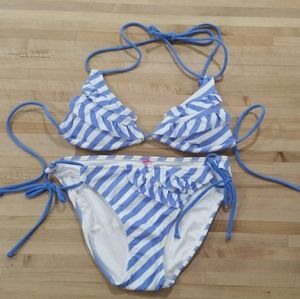 New VS nautical striped ruffle bikini Set